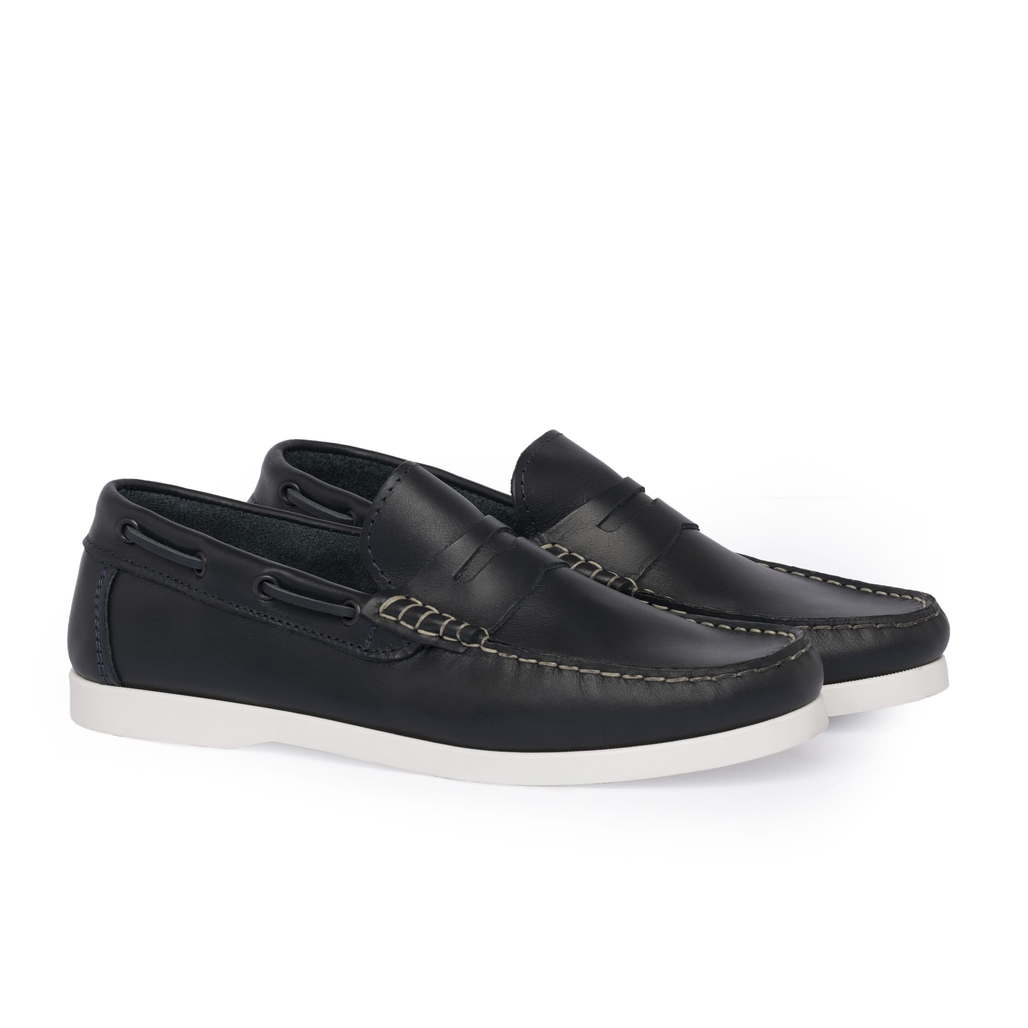 Mocassini Barca 02 con Bendina in Pelle - Blu