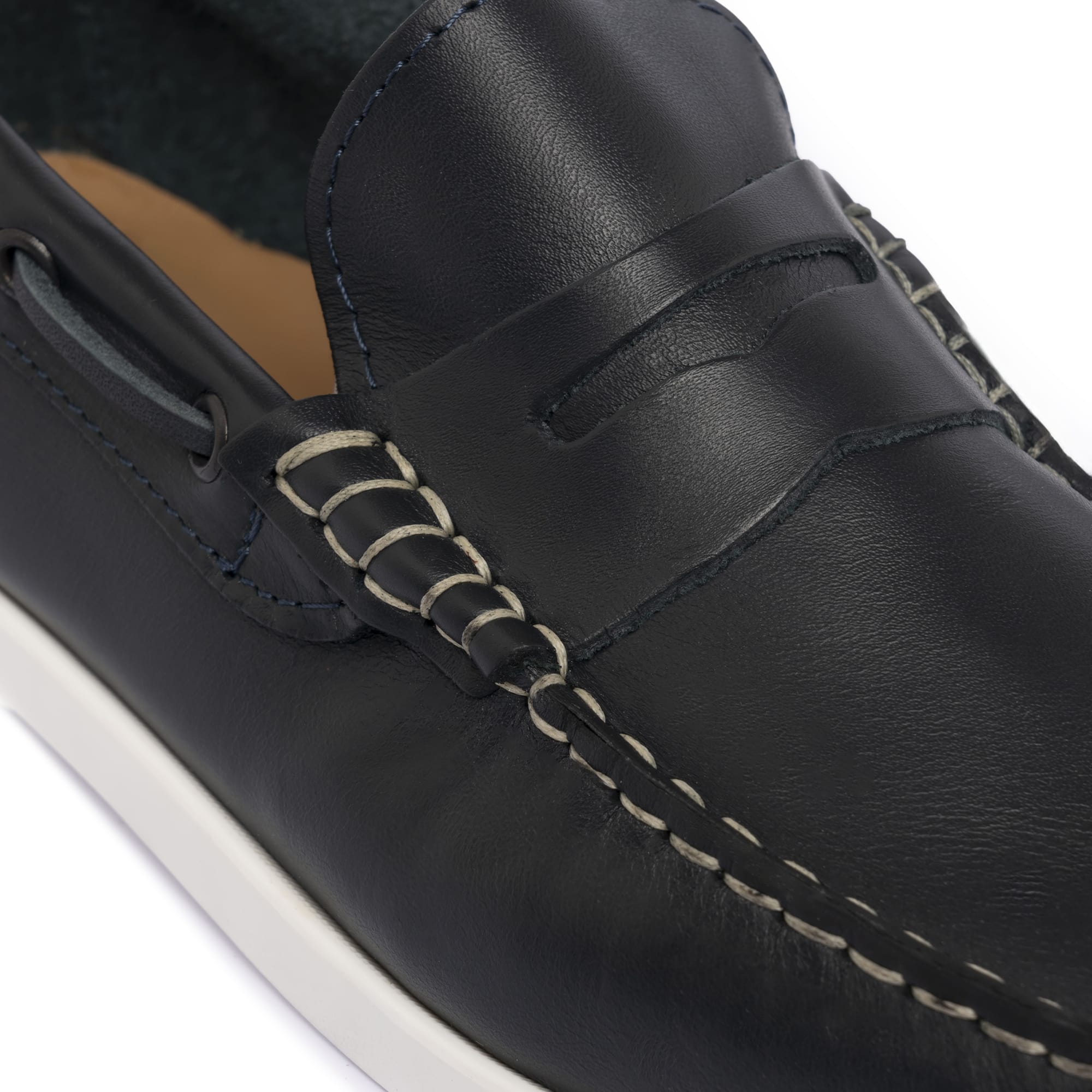 Mocassini Barca 02 con Bendina in Pelle - Blu