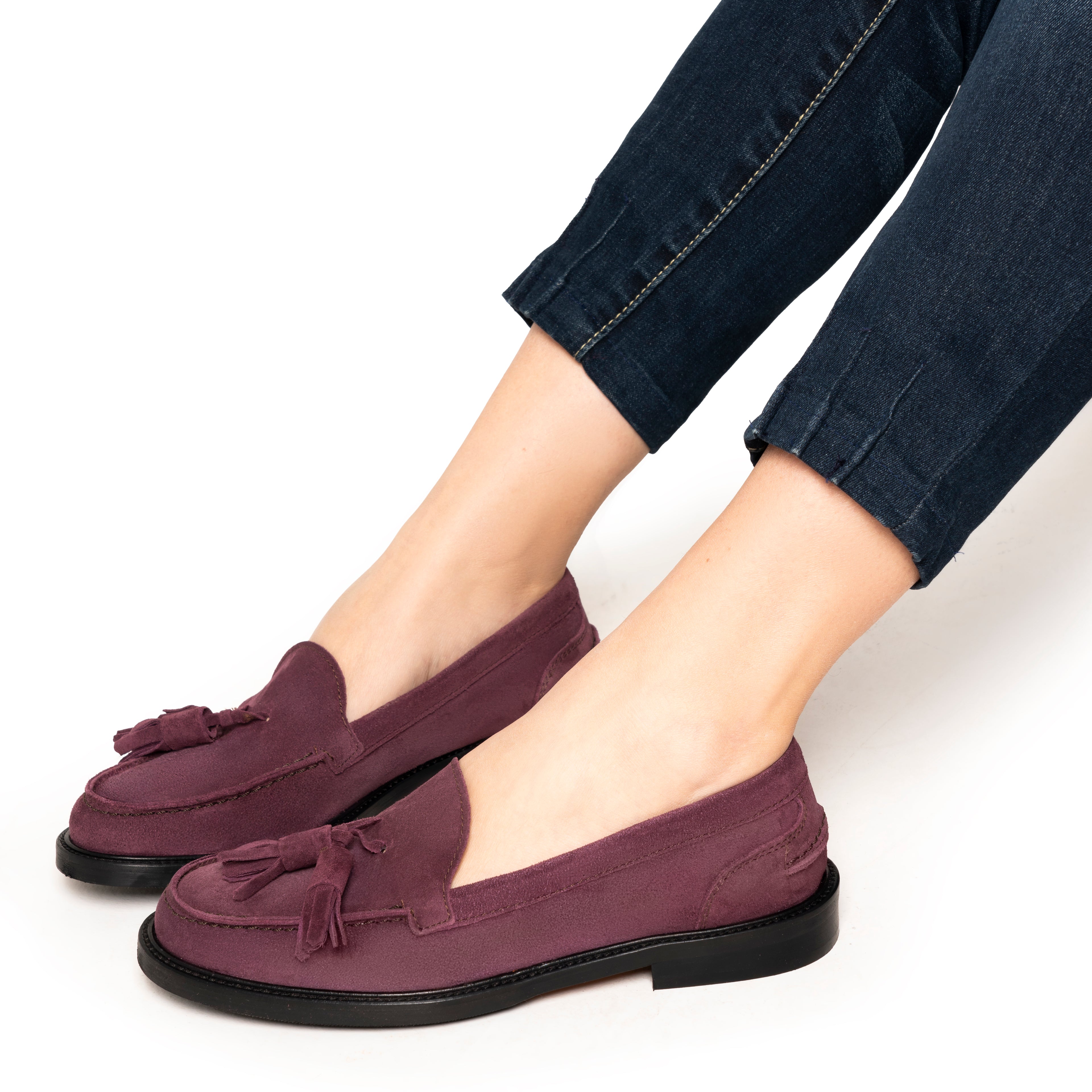 Mocassini Donna con fiocco in Camoscio - Bordeaux