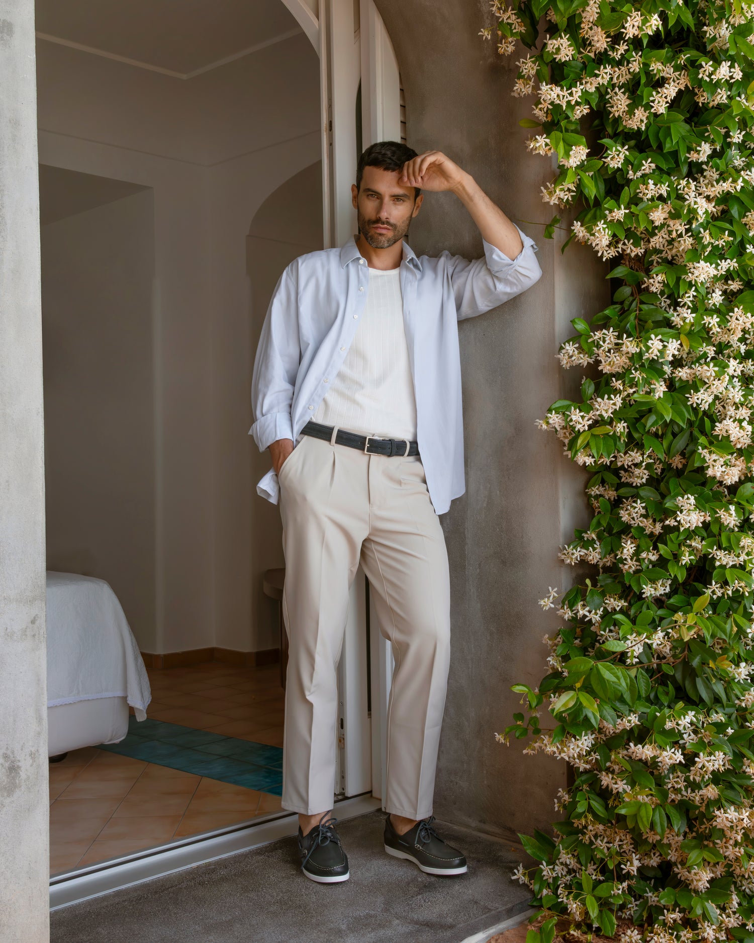 Mocassini Barca 01 con Lacci in Pelle - Blu