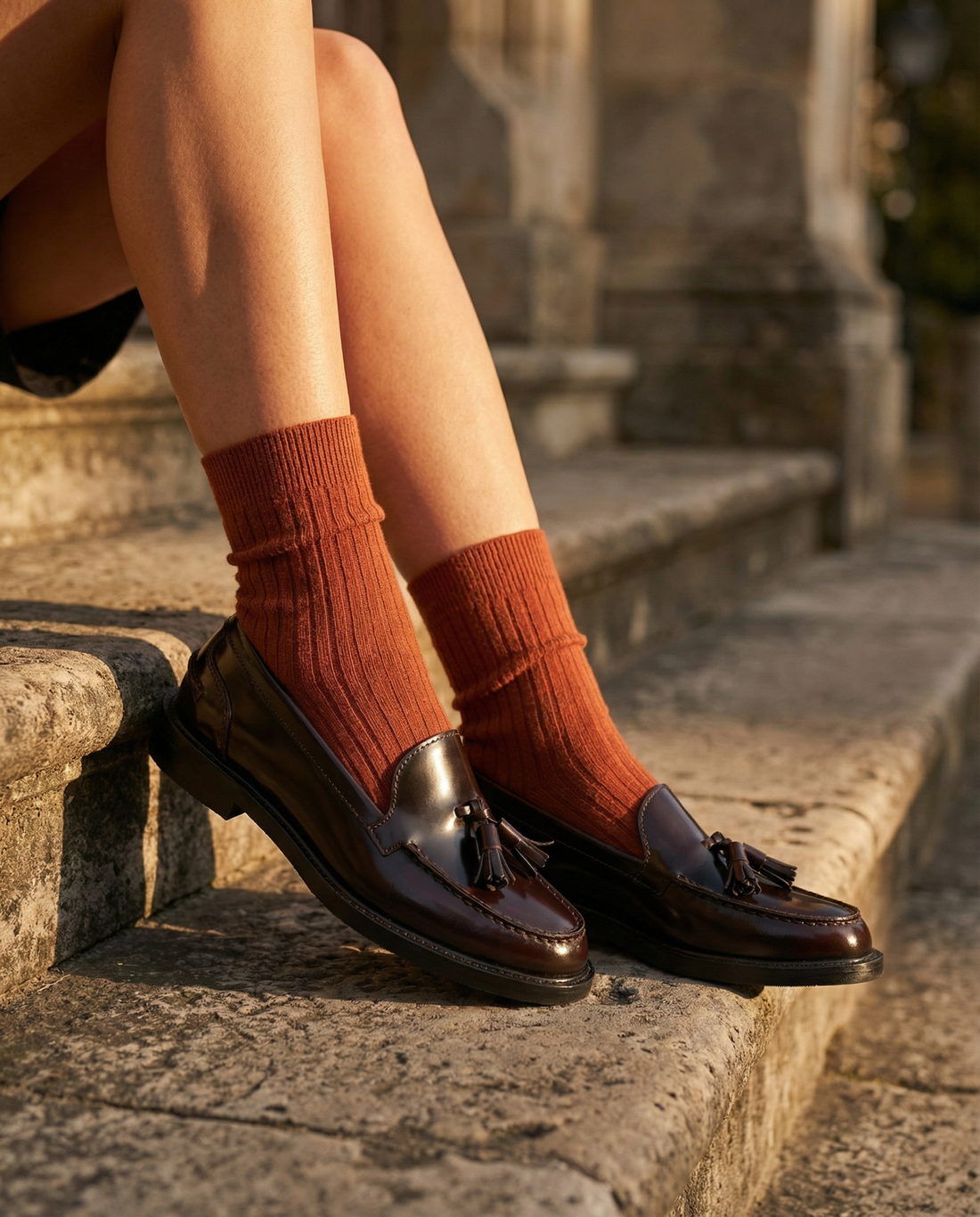 Mocassini A104PN Donna con fiocco in Pelle - Bordeaux