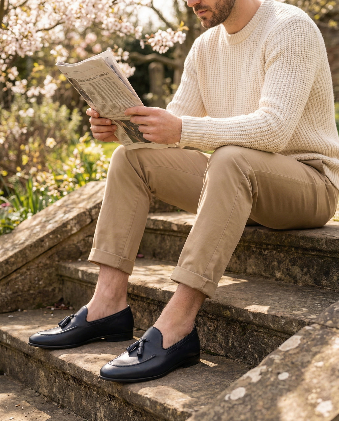 Mocassini con fiocco in pelle - Blu