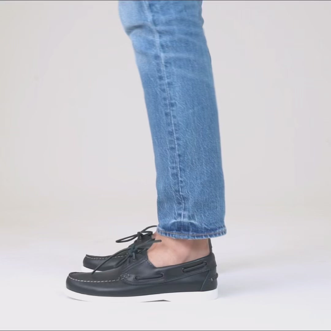 Mocassini Barca 01 con Lacci in Pelle - Blu