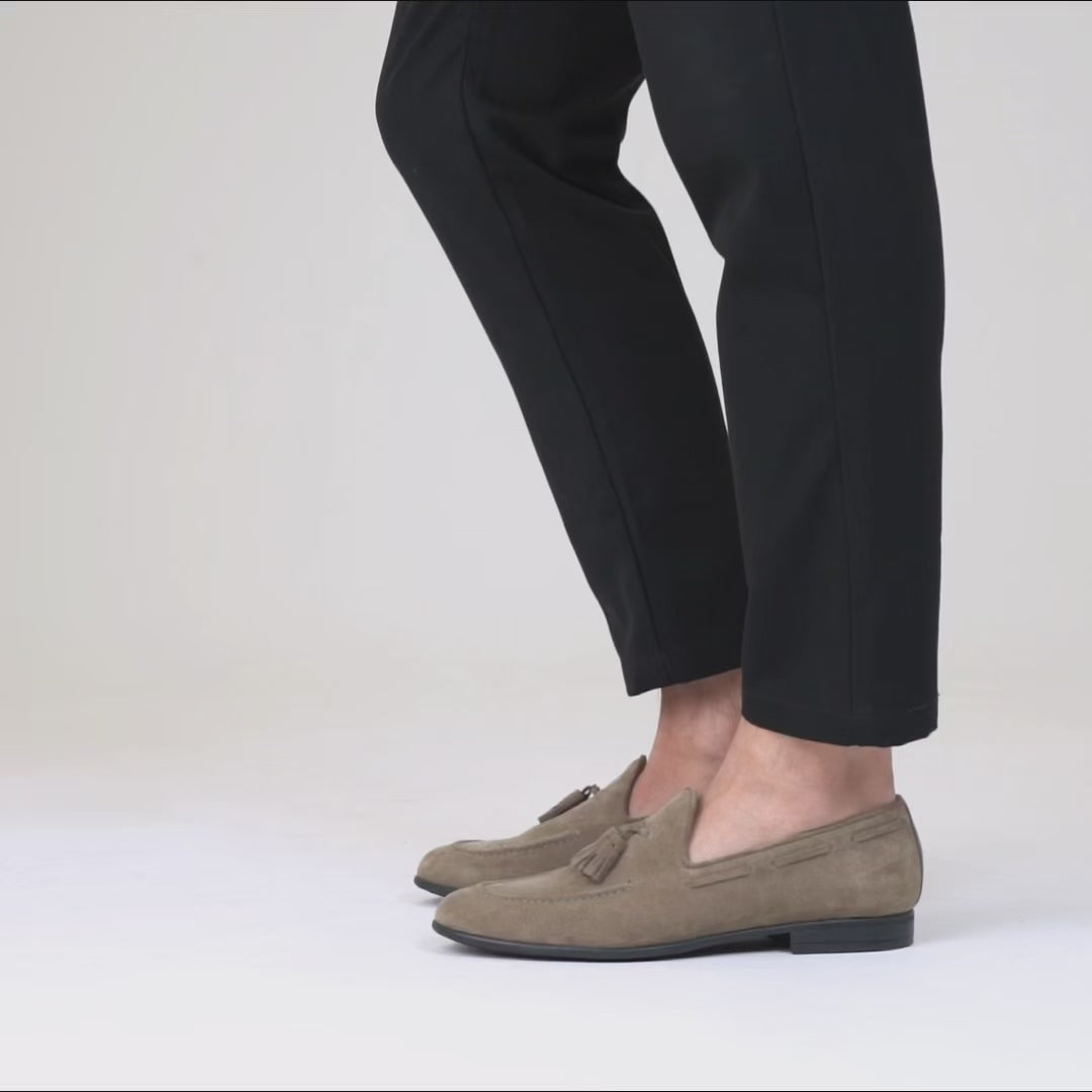 Mocassini con fiocco in Camoscio - Taupe