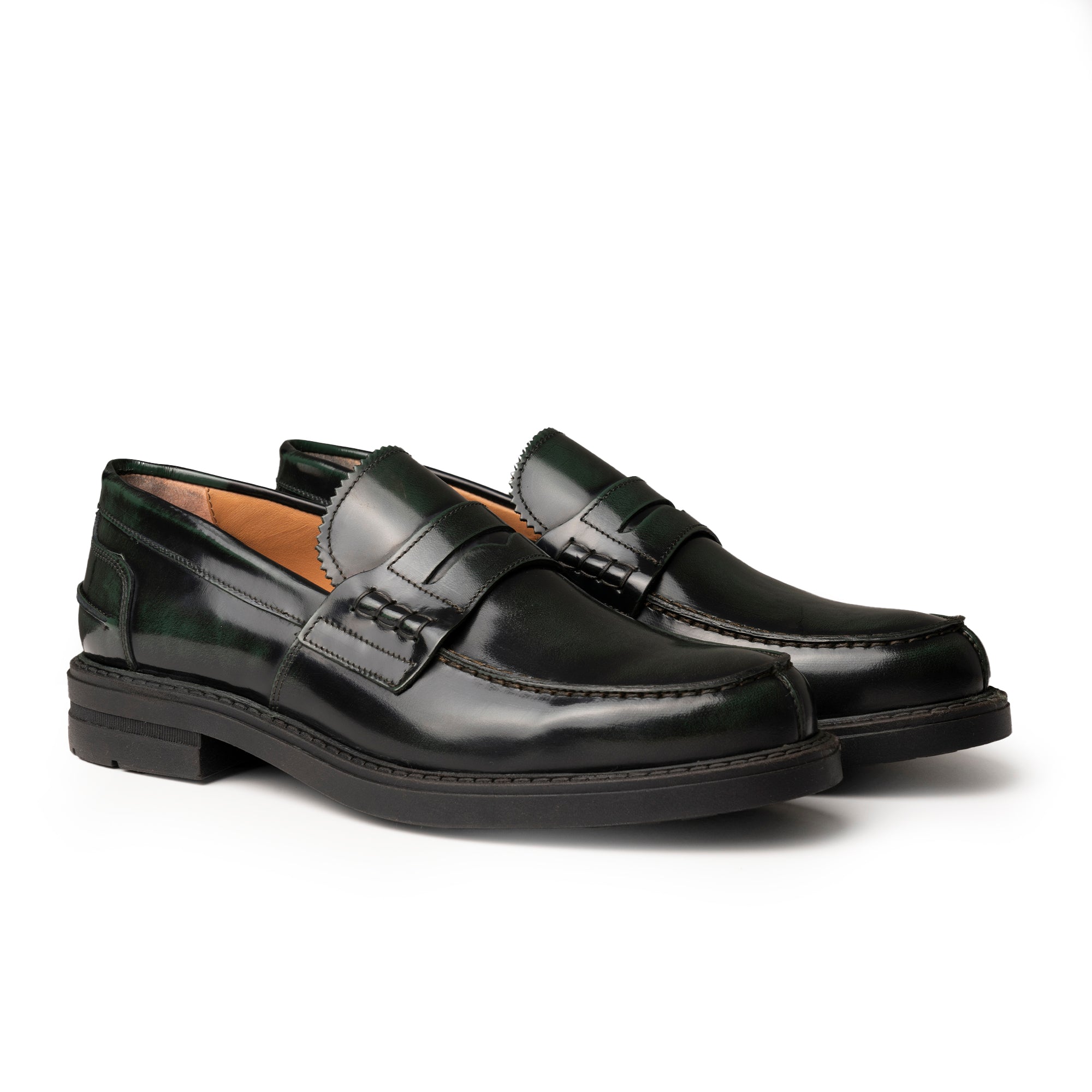 Mocassini college in pelle abrasivata - Verde