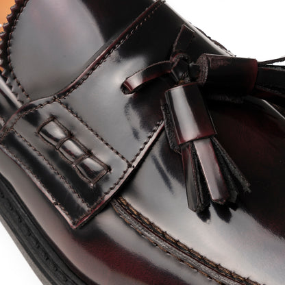 Mocassini college in pelle abrasivata con fiocco - Bordeaux