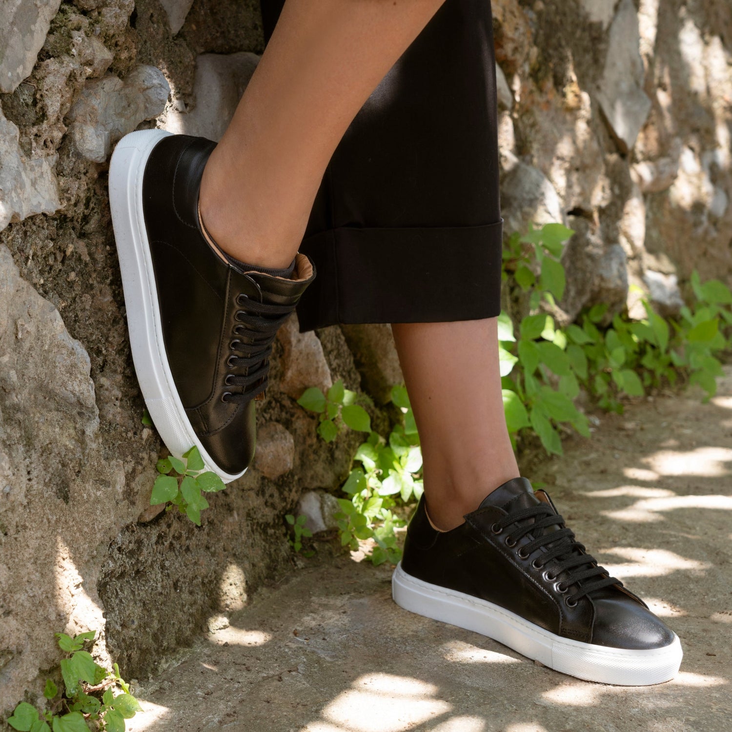 Sneakers Donna in Pelle - Nero