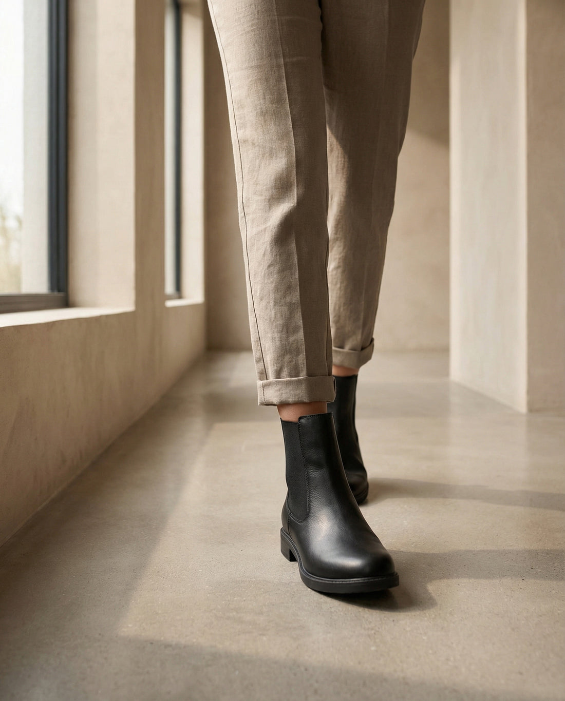 Stivaletti Beatles Donna in Pelle - Nero