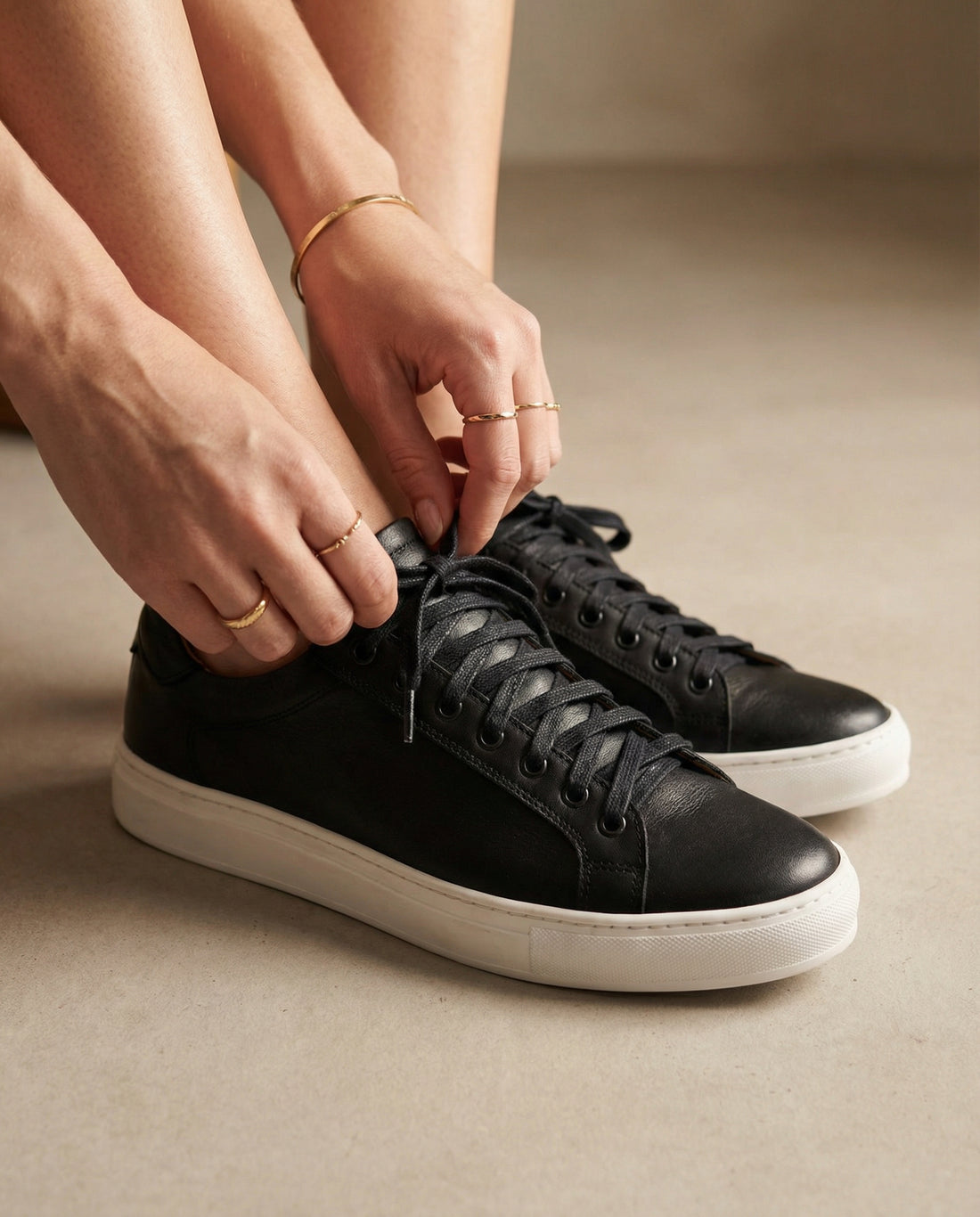 Sneakers Donna in Pelle - Nero