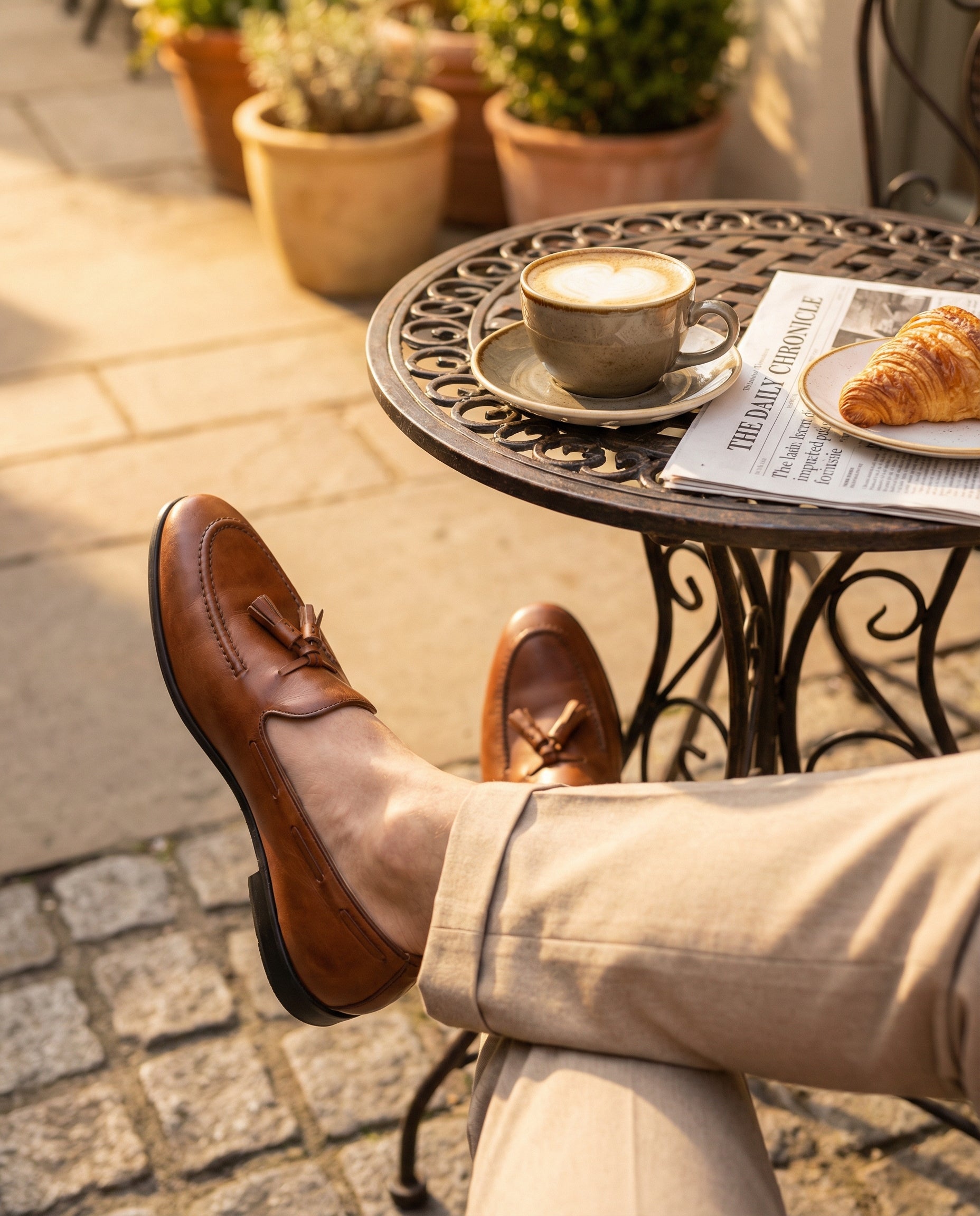 Mocassini con fiocco in pelle - Cuoio