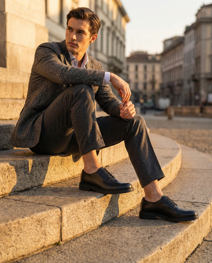 Stringate Derby in Pelle - Blu