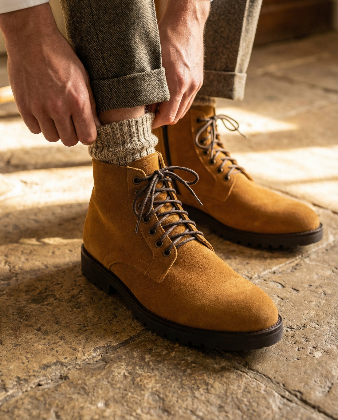 Stivaletti Lisci in Camoscio - Cuoio