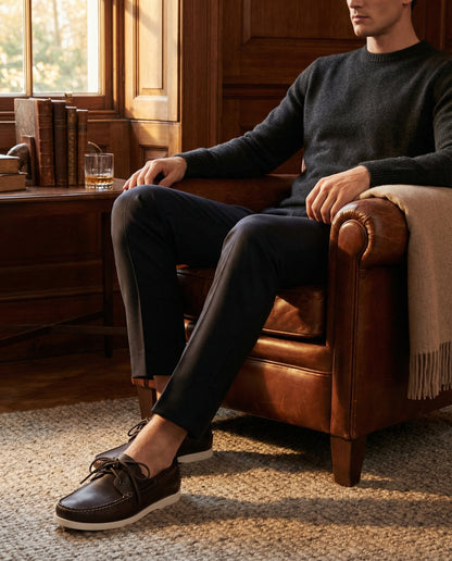 Mocassini Barca 01 con Lacci in Pelle - Testa di Moro