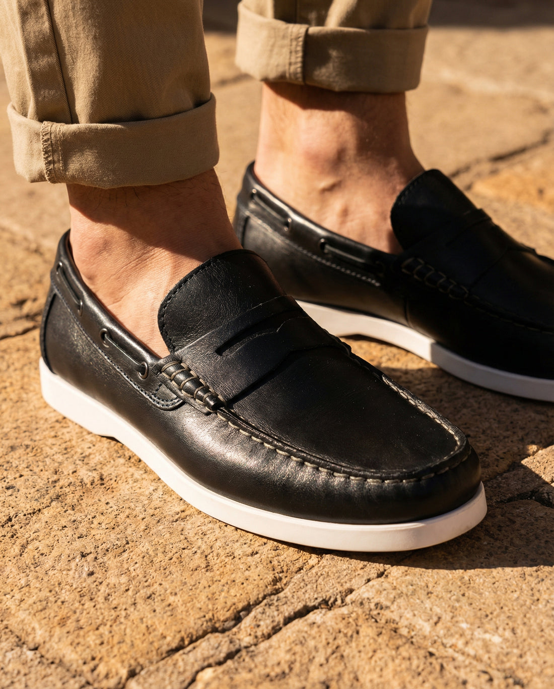 Mocassini Barca 02 con Bendina in Pelle - Blu