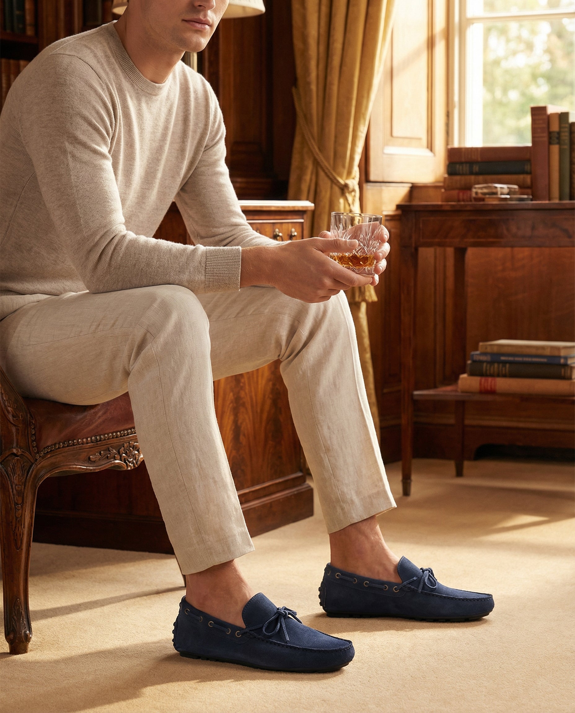 Mocassini Gommino F.2 in Camoscio - Blu